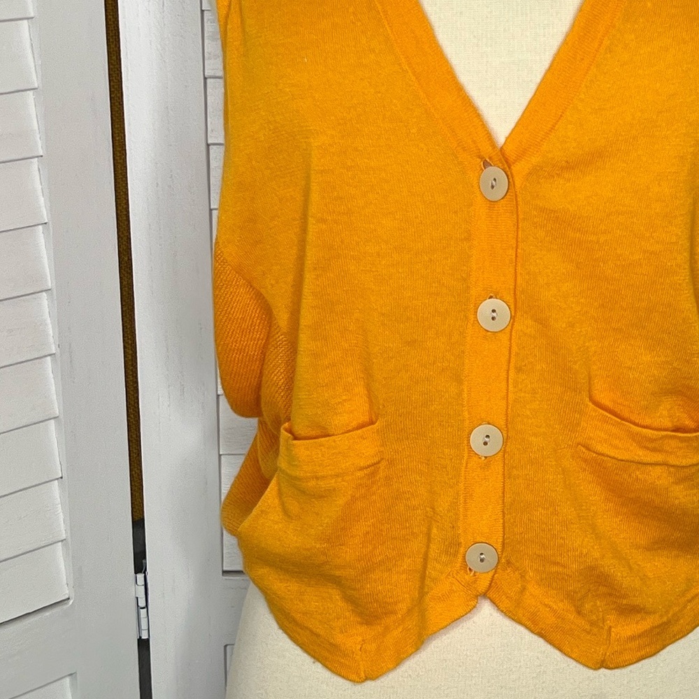 3.1 Phillip Lim Vibrant Orange Button-Up Vest Lace Back Front Pockets Small - Picture 3 of 8